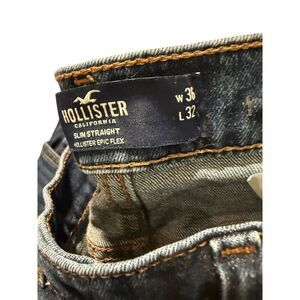 Hollister Men's Slim Straight Jeans Blue Size 36x32 Dark Wash Denim